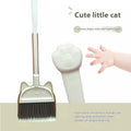 Purple plastic broom and dustpan set with rotating brush holder on a white background