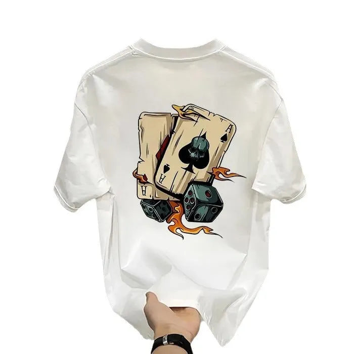 Heavy cotton printed men's T-shirt with short sleeves in black and white colour options