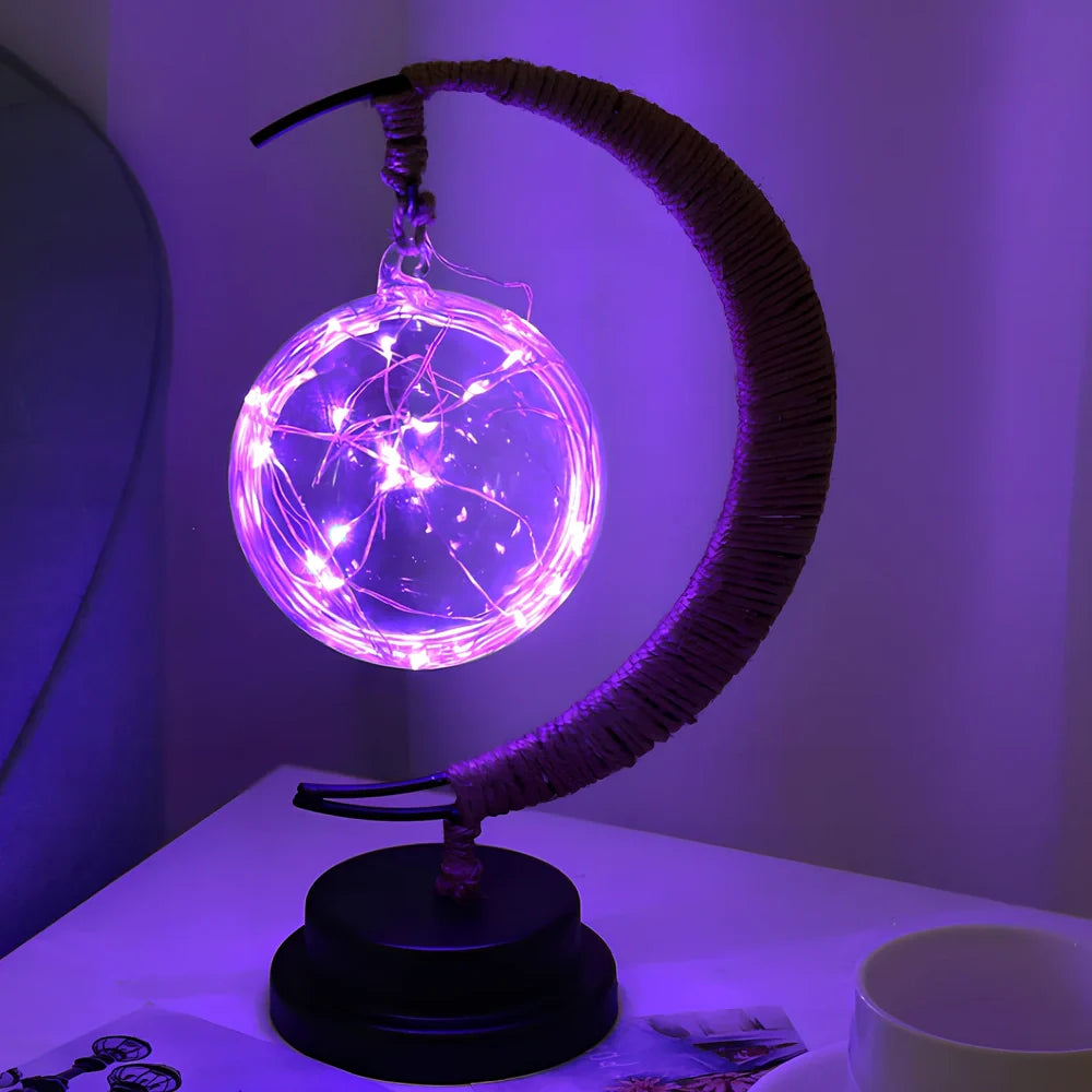 USB LED star lights with transparent glass apple and star pendants on 2m copper wire, 28x14x13cm size for festive decor