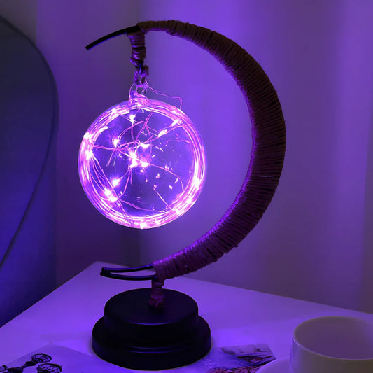 USB LED star lights with transparent glass apple and star pendants on 2m copper wire, 28x14x13cm size for festive decor