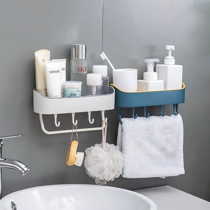 Simple punch-free bathroom wall mount rack in multiple colours