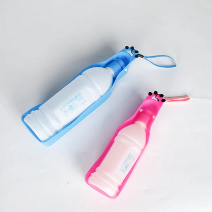 Portable pet cup drinker in pink, 600ML capacity, with one-hand operation for easy pet hydration