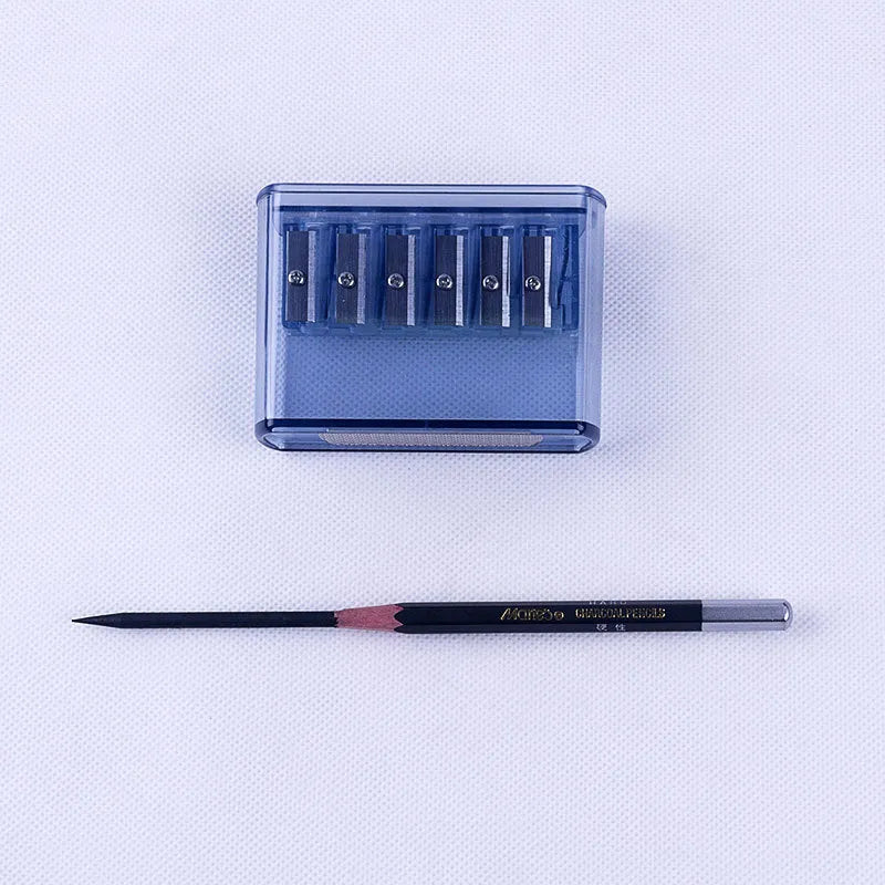 Manual ABS pencil sharpener LK06 with six holes and replacement blades, blade colour