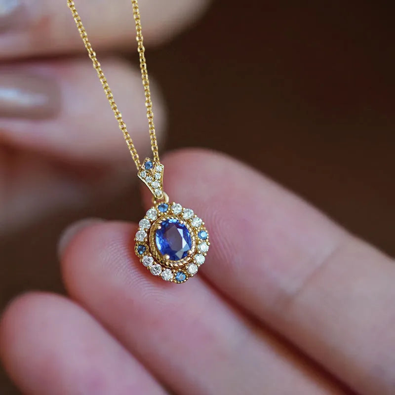 Golden royal style necklace with zircon pendant on adjustable copper chain for women
