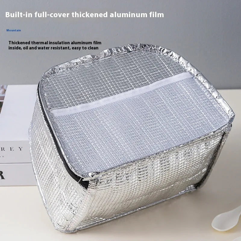Large insulated lunch box bag in textured cloth available in five colours