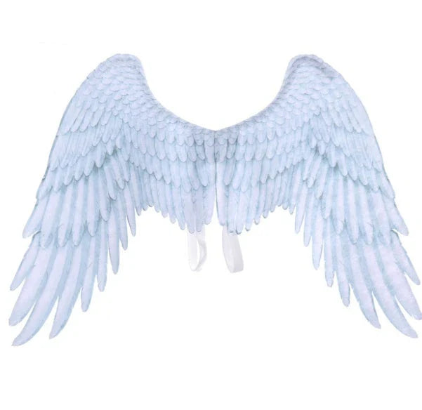 Kids' 3D angel wings in white and black for Halloween and cosplay