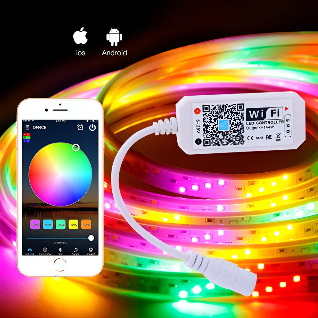 White WiFi RGB light bar controller for LED strips with Magic Home Pro app connectivity