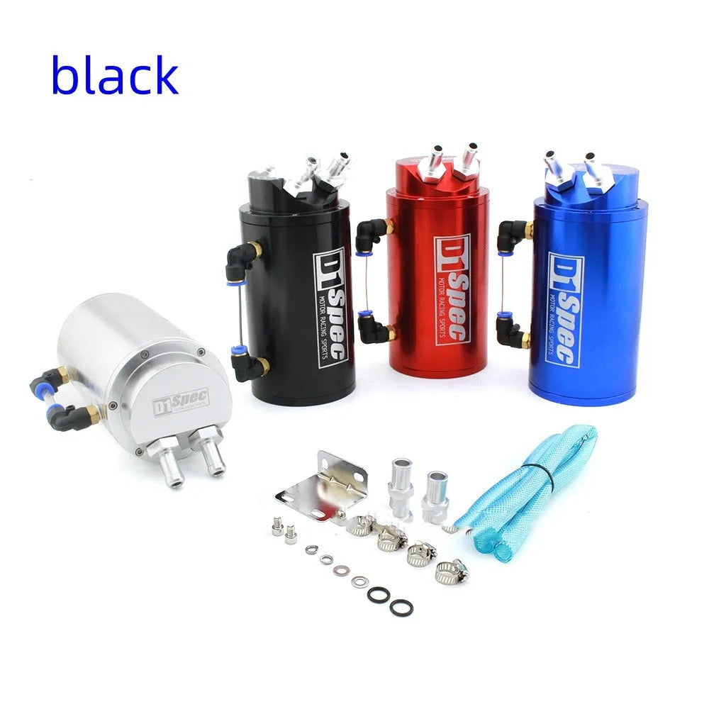 Car modification oil catch tank in black, red, silver, or blue colours.