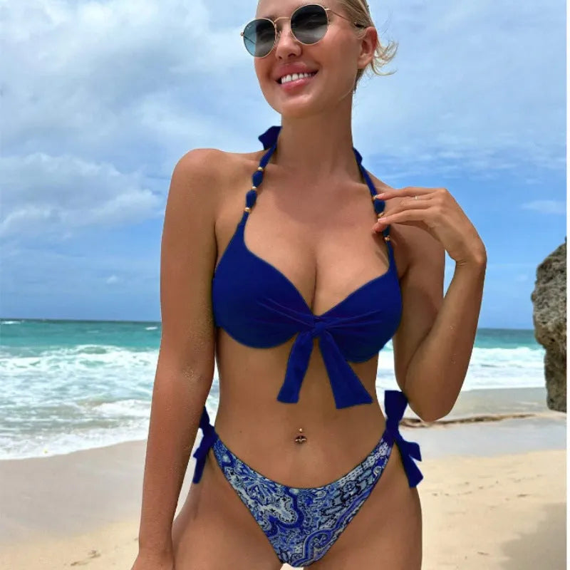 Ladies polyester bikini swimsuit in multiple colours with size options