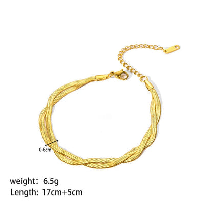 Stainless steel ornament bracelet with real gold treatment in various colours