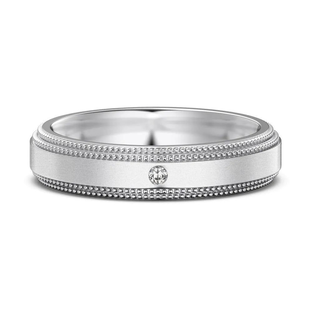 S925 sterling silver couple rings geometric design electroplated finish platinum colour side view