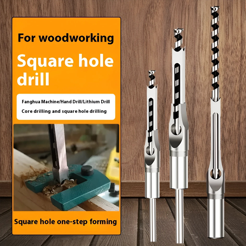 12.7mm carbon steel square hole drill bit woodworking tool set with sleeve and core components
