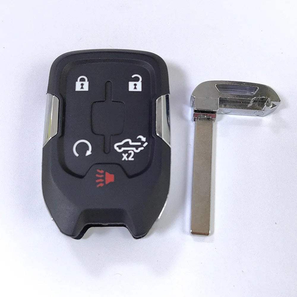 Black ABS 5-key smart key remote control shell for 2019-2022 Chevrolet Silverado Sierra with silicone button pad
