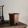 Antique-style hexagonal ceramic orchid bonsai pot with purple sand craft, squared off hexagon shape, classical finish