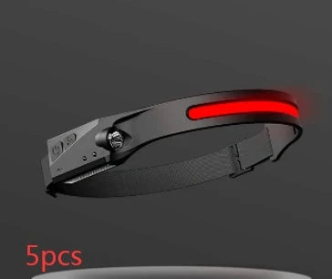 COB LED Induction Riding Headlamp Flashlight with USB rechargeable and waterproof features for outdoor activities