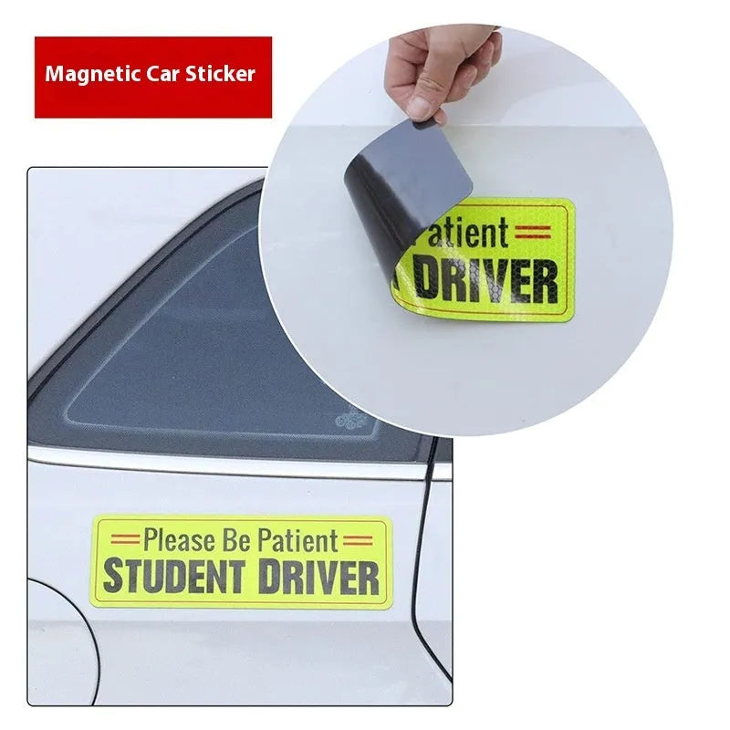 Personalised reflective novice driver bumper sticker, acrylic, 22.5 x 8.5 cm, on a car rear bumper