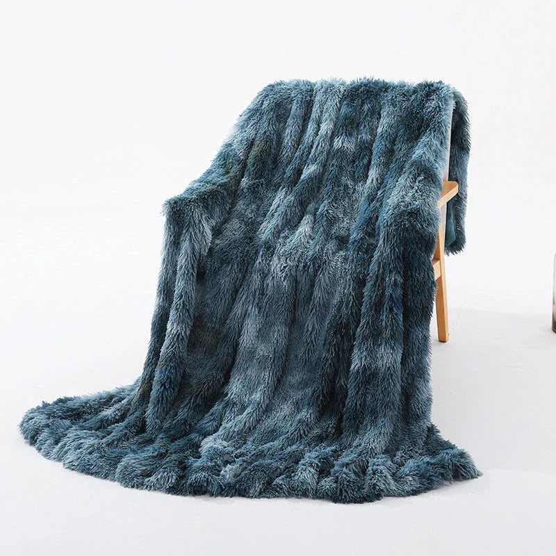 Cozy and plush shag throw blanket in various colors and sizes, perfect for sofa naps and home decor