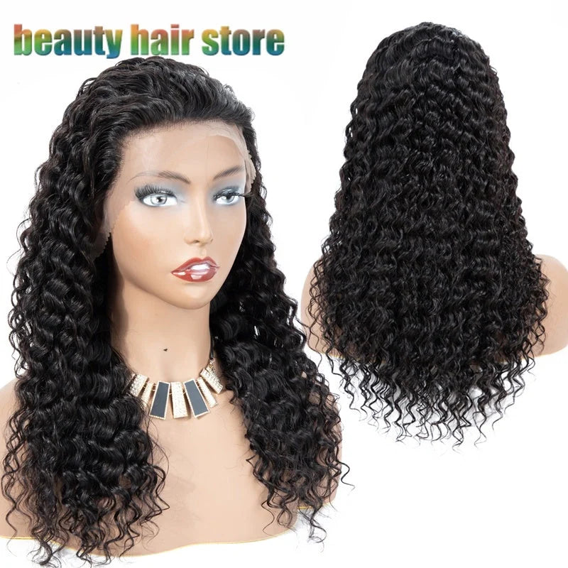 Brazilian Kinky Curly Lace Front Wig in natural color, showcasing voluminous curls and a natural hairline.