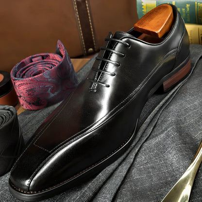 Men's black casual Oxford leather shoes with rubber non-slip sole, low-top breathable design, size EU 37-44