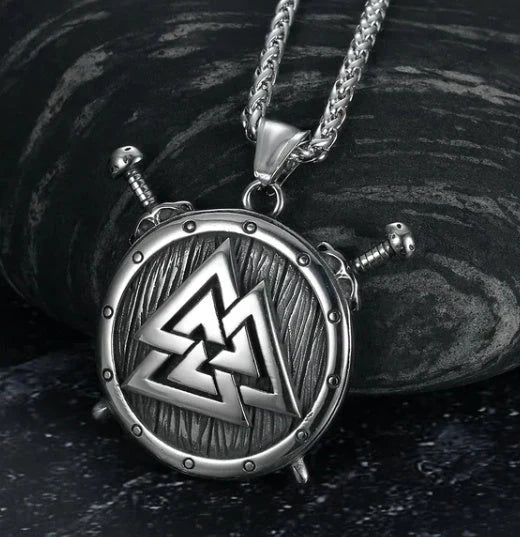 Vintage Nordic rune necklaces with Elder Futhark pendant in stainless steel and gold finishes