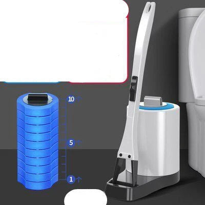 Disposable toilet brush with long handle and sponge-like head for hygienic cleaning