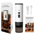 Portable capsule coffee machine in champagne colour with LCD display and wireless heating for travel use