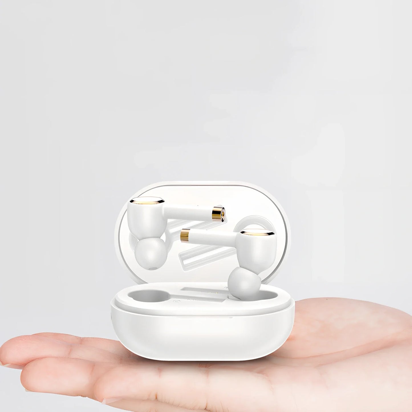 Smart noise cancelling wireless headphones in black with charging case and silicone ear tips