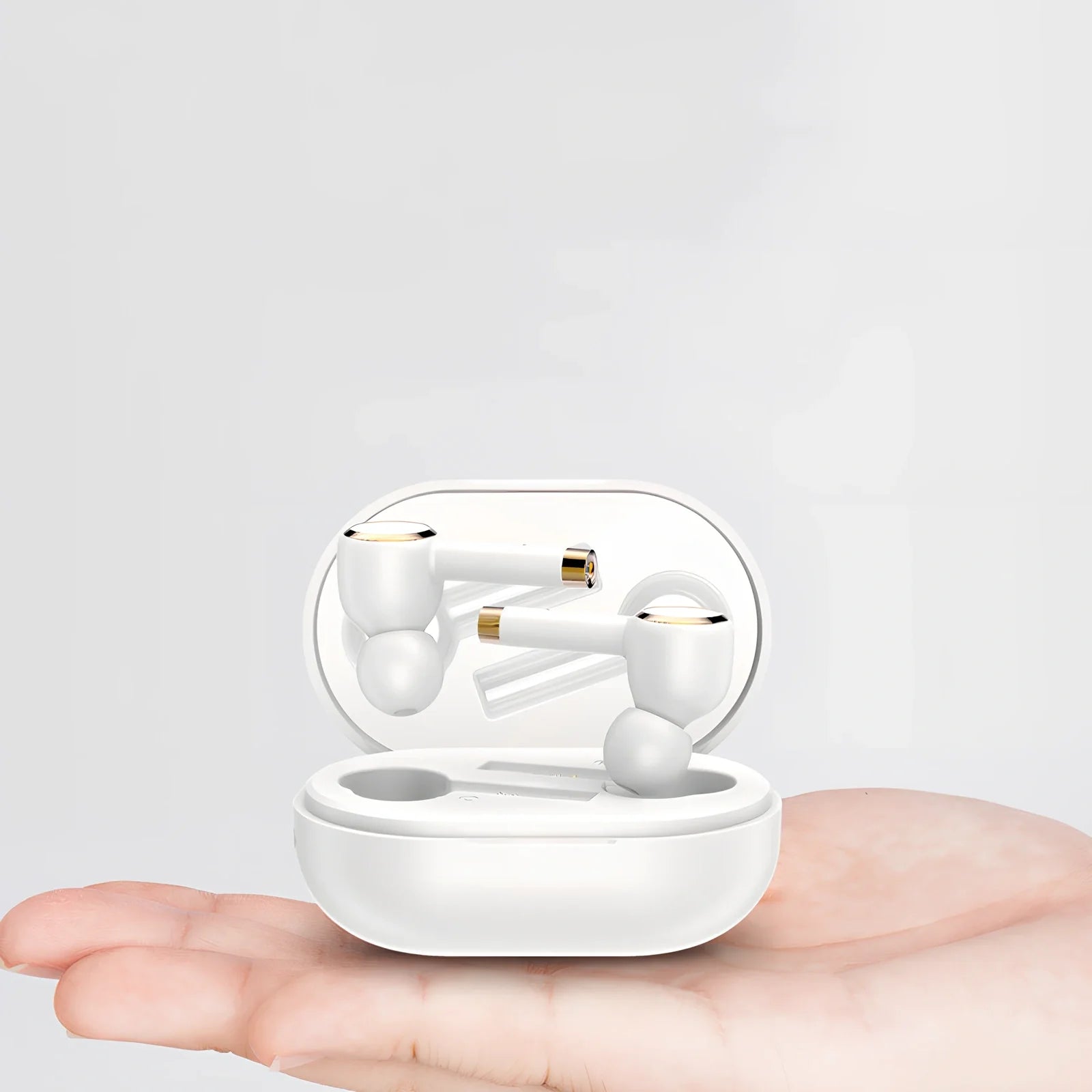 Smart noise cancelling wireless headphones in black with charging case and silicone ear tips