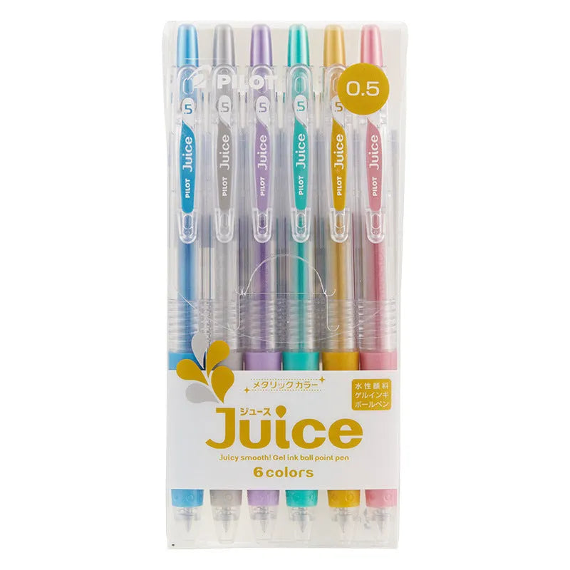 Baiguole 0.5mm gel pen showing metallic gold and silver colour options with standard 143mm length