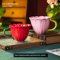 Ceramic breakfast cup with pastoral pattern, 500ml capacity, shown with handle.