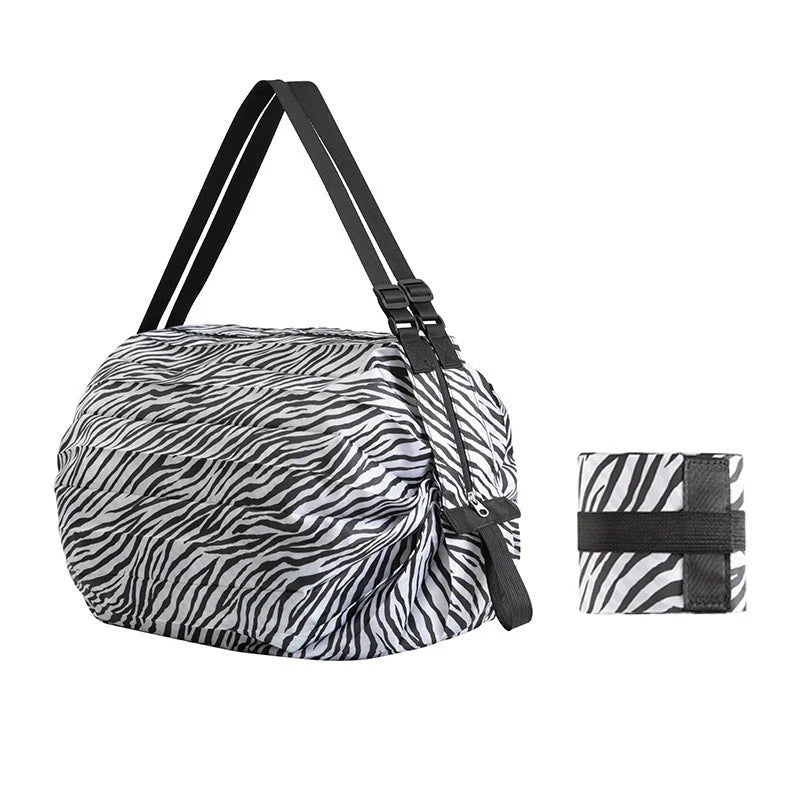 Large capacity foldable nylon shopping bag in various colors and patterns