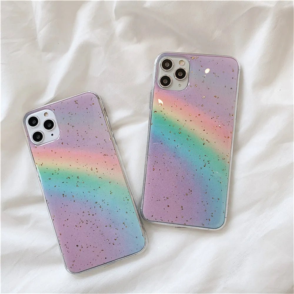 Rainbow gradient striped TPU phone case for iPhone models