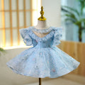Girl's sky blue princess costume dress in polyester fabric for parties