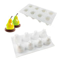 Six-cavity fruit silicone baking mould in pineapple, pine cone, and pear designs