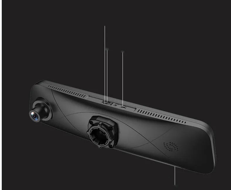 Black 4G GPS car dash cam with touch screen for front and rear recording