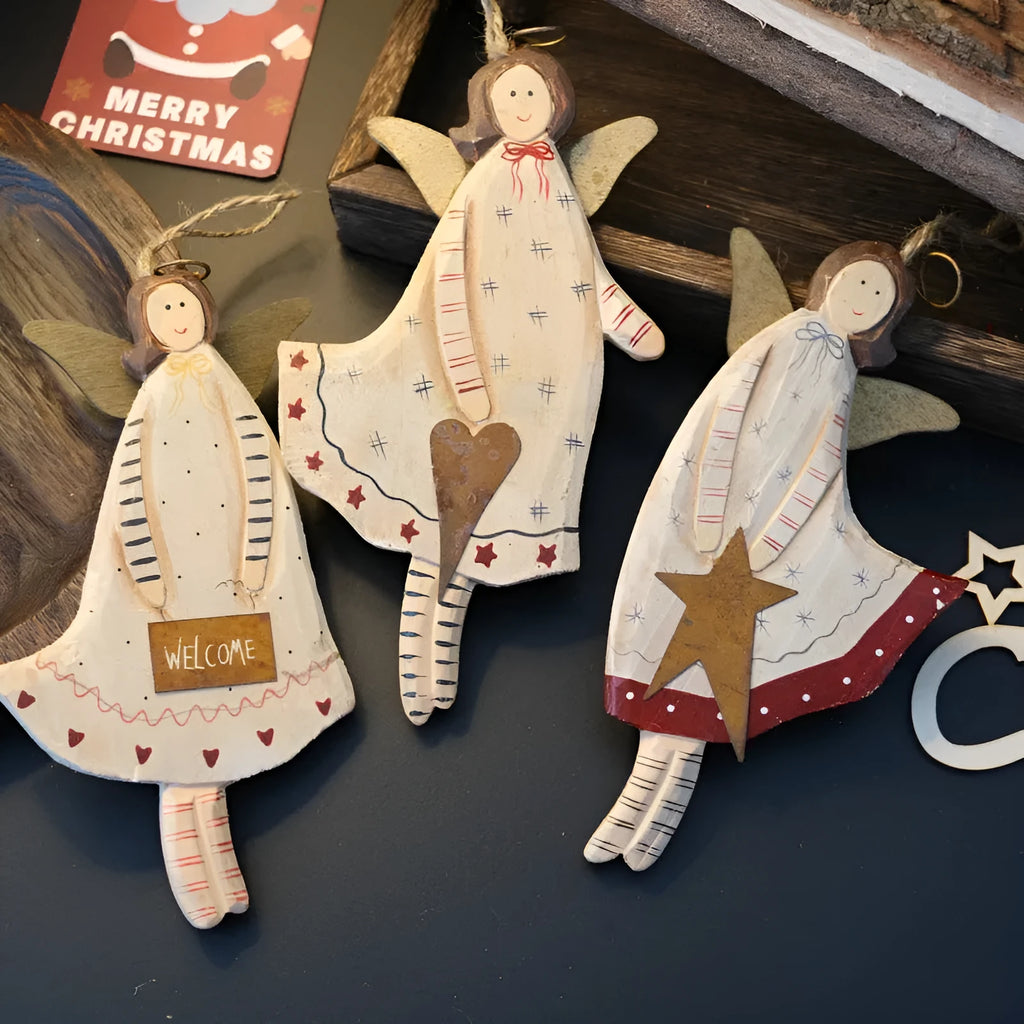 Hand-made wooden door plate pendant with hand-painted carving in country style design