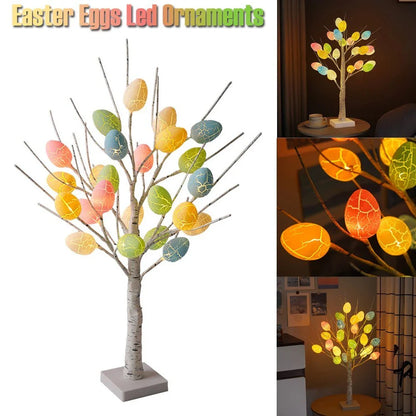 Birch Tree Lights with Cracked Egg Lights for Easter Decoration