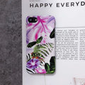 White leaf oil painting morning glory flower phone case on an iPhone