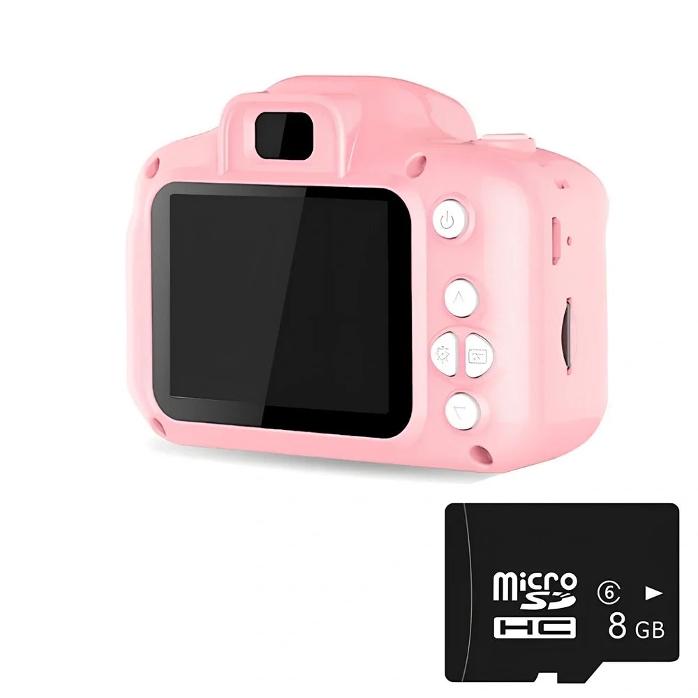 Blue children's HD digital waterproof camera, 80x60mm size, 2.3-inch screen, 65g weight for kids' outdoor photography