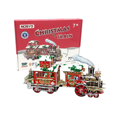 3D Train DIY Puzzle with RGB light, perfect for children's Christmas gifts