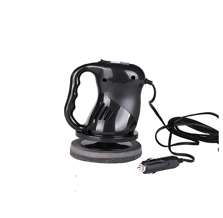 12V car polishing machine with integrated handle in black or orange colour options
