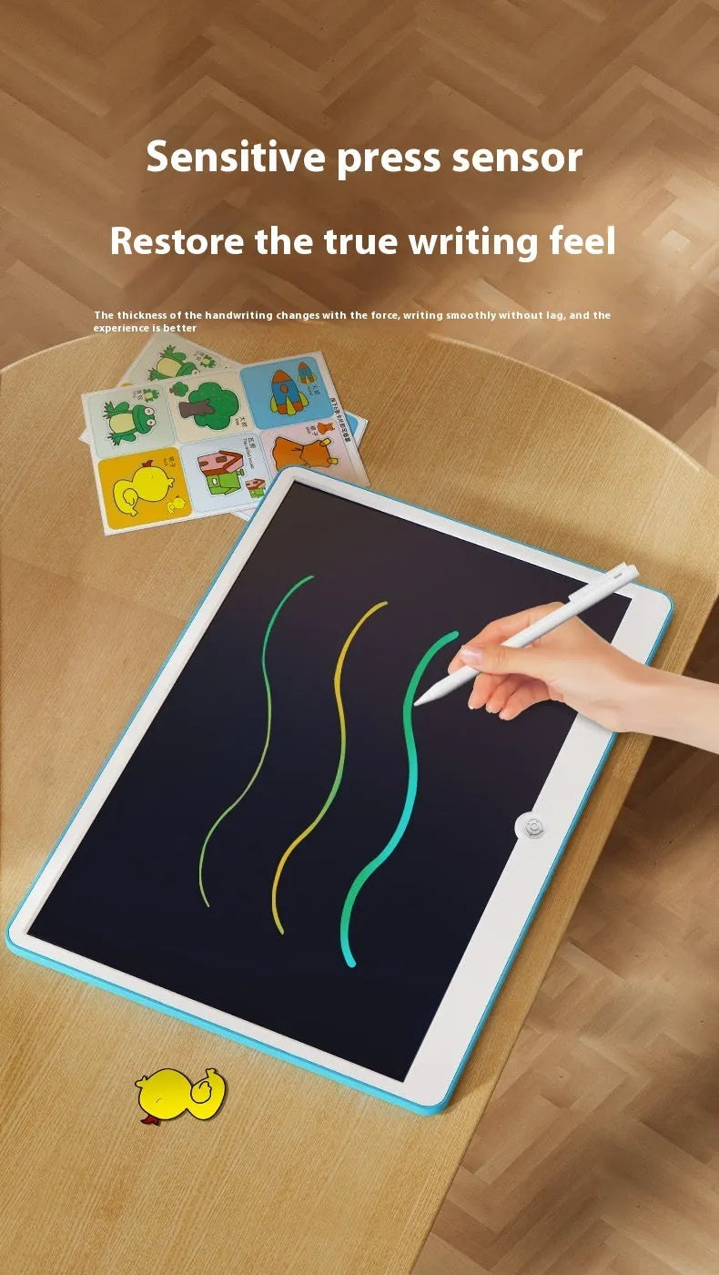 19-inch rechargeable LCD writing tablet for children with stylus in blue and white colour