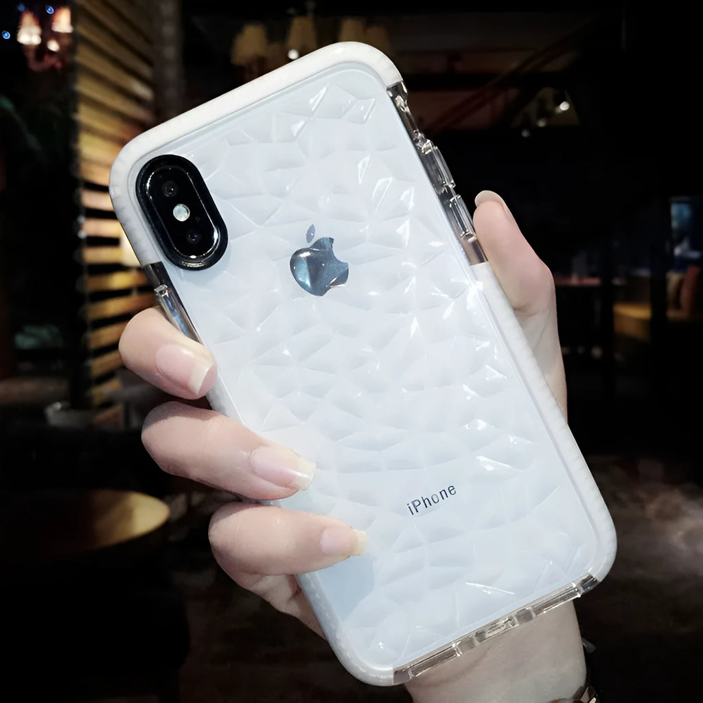 Simple TPU back cover phone case for iPhone with striped design and coloured edge options.