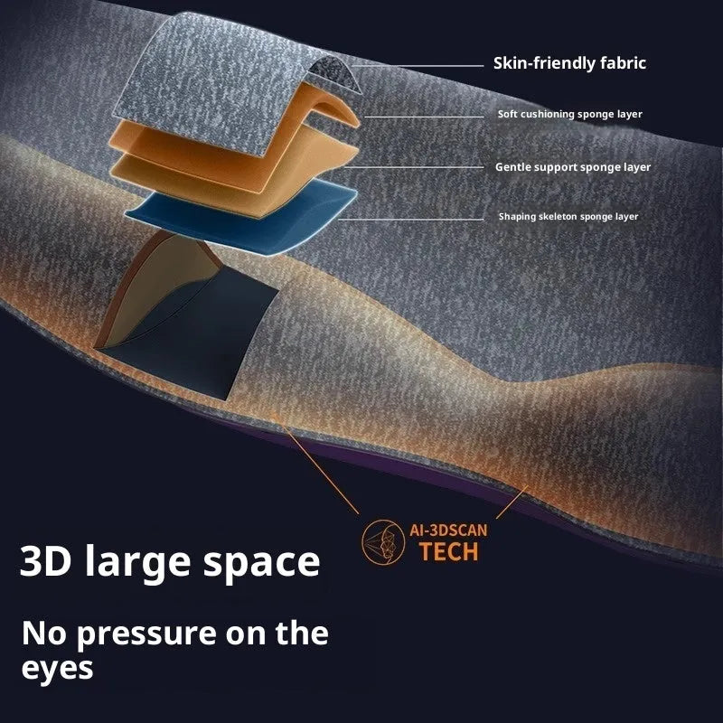 3D three-dimensional shading eye mask in black made from nylon and polyurethane for sleep and eye fatigue relief