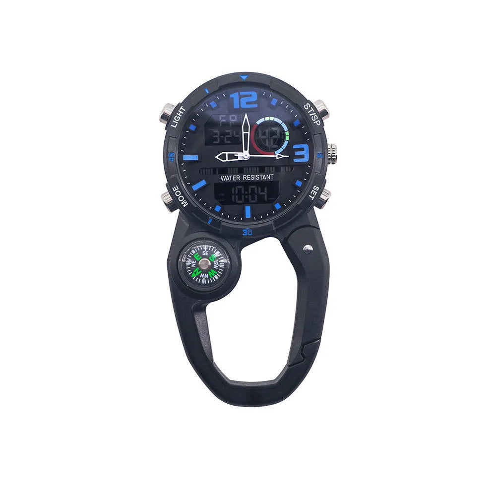 Compass round screen outdoor mountaineering buckle watch with titanium metal buckle and alloy strap