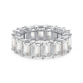 Women's rectangular silver ring with full diamond and super glitter zircon stones in blue colour