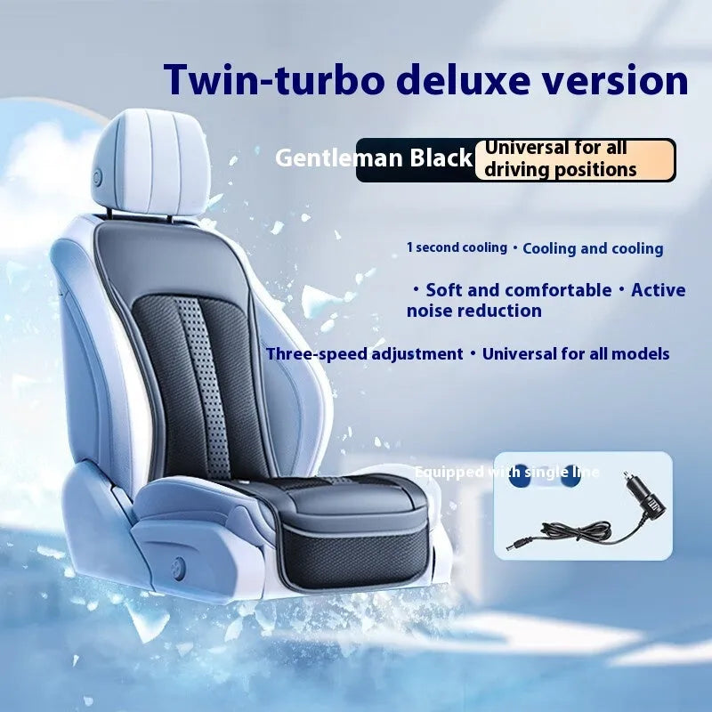 Ventilated car seat cushion with cooling fans in black or brown colour options