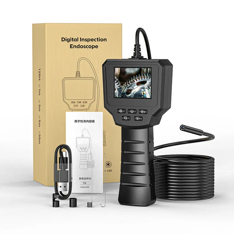 Automotive endoscope with 8mm waterproof probe and hard wire cable for car inspection