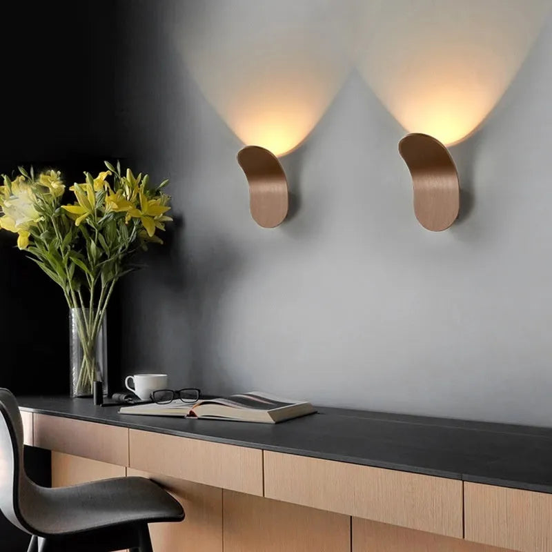 Modern creative bulb wall lamp in brushed gold finish for living room
