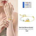 Pure silver women's bracelet with peach blossom design and safety buckle closure in white gold colour